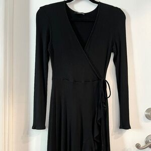 Aqua Ribbed Faux Wrap Dress Size Medium